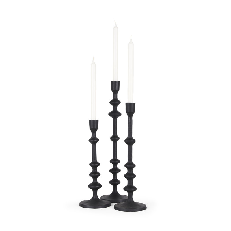 Ensemble de trois chandelles de table géométriques noires en métal