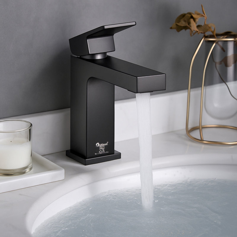 Single Hole Bathroom Faucet with Drain Assembly, Matte Black