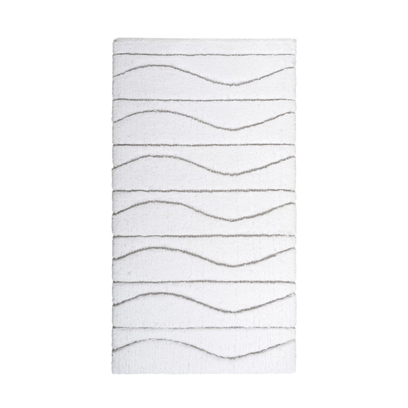 Opera Abstract Bath Rug, 28" W x 47" L, White