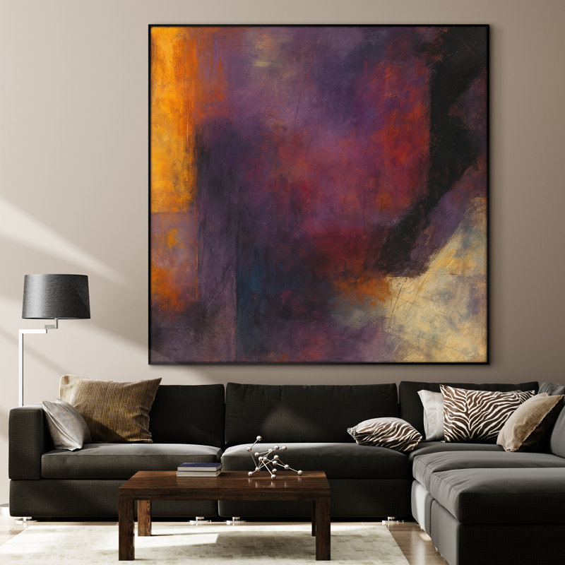 Extra Large Wall Art Fabric Print - Modern Abstract for Contemporary Home Artwork Decor for Living Room or Bedroom - "Frame Assembly Required (Unfinished Frame)"
