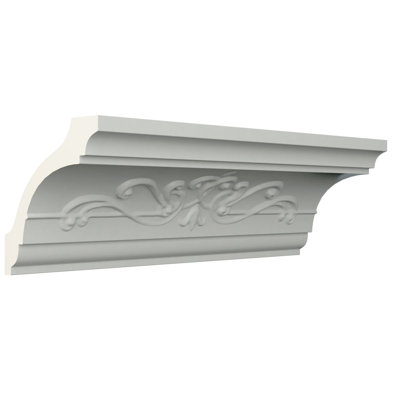 Endurathane Willow Crown Moulding, 3 1/8"H x 3 1/8"P x 5"F x 96"L, Factory Primed