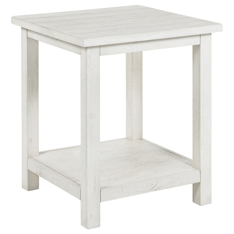 Table de bout en bois blanc vieilli avec tablette Castleton (seulement avec table basse)