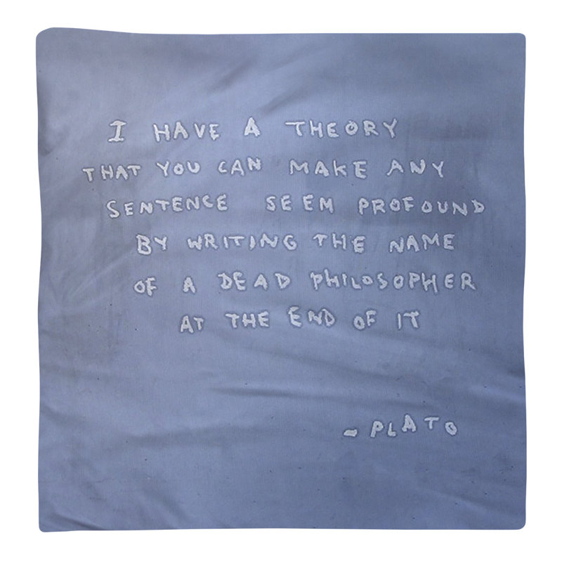 Serviette de table à citation faux Platon, 22 po x 22 po, Croisé en coton