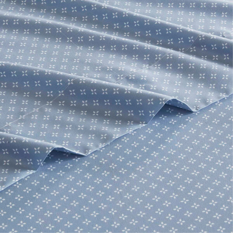Ensemble d'édredon floral avec draps, Bleu, Grand édredon et 6 pièces supplémentaires