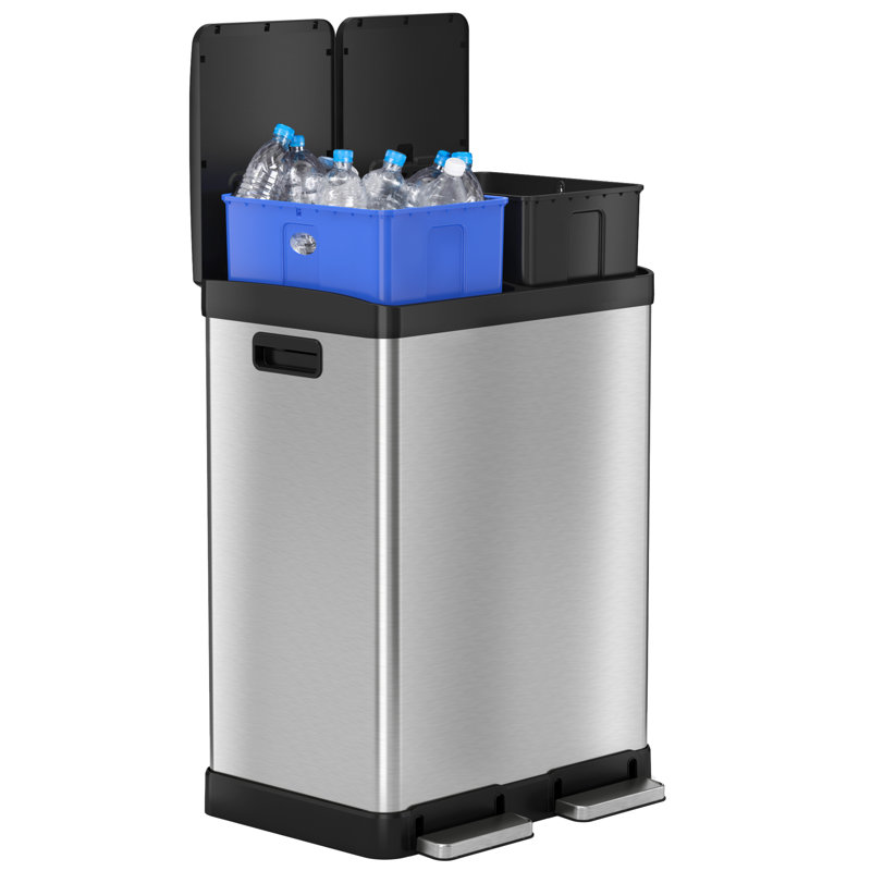 16 Gallon Stainless Steel Dual Step Kitchen Trash Can