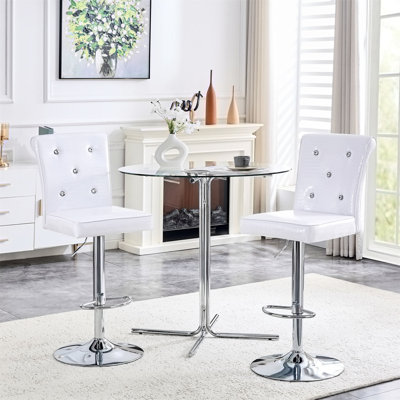 Upholstered Bar Table and Stools Set