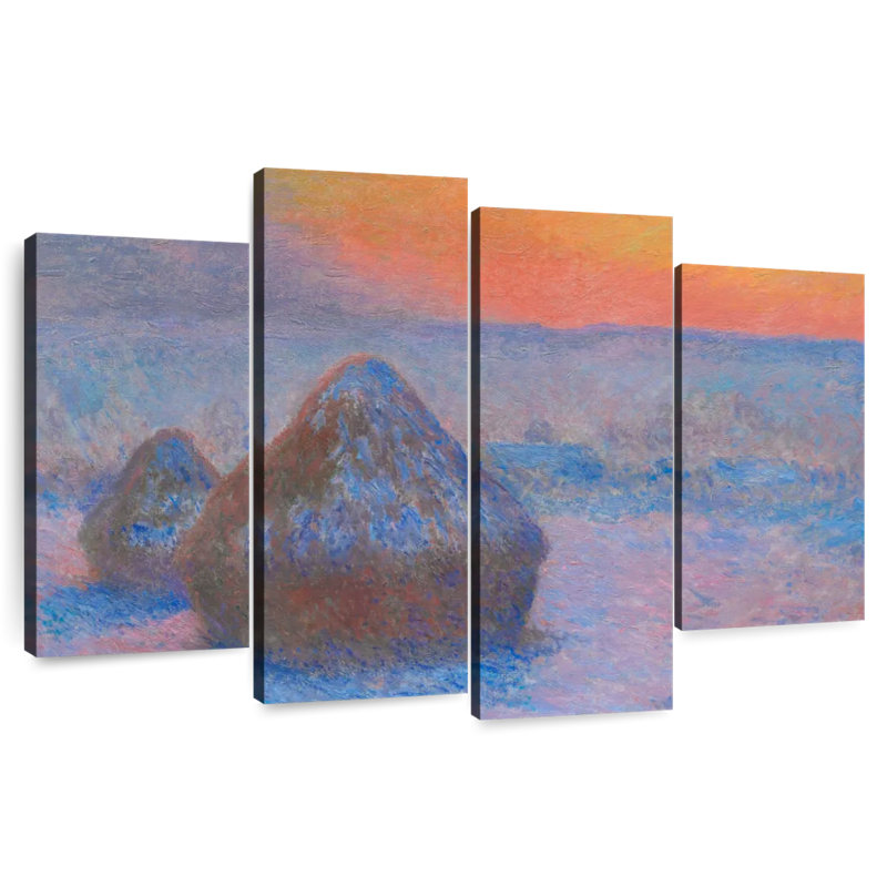 Avery Stacks Of Wheat Sunset Snow Effect 1890-1891, 32" H x 52" W