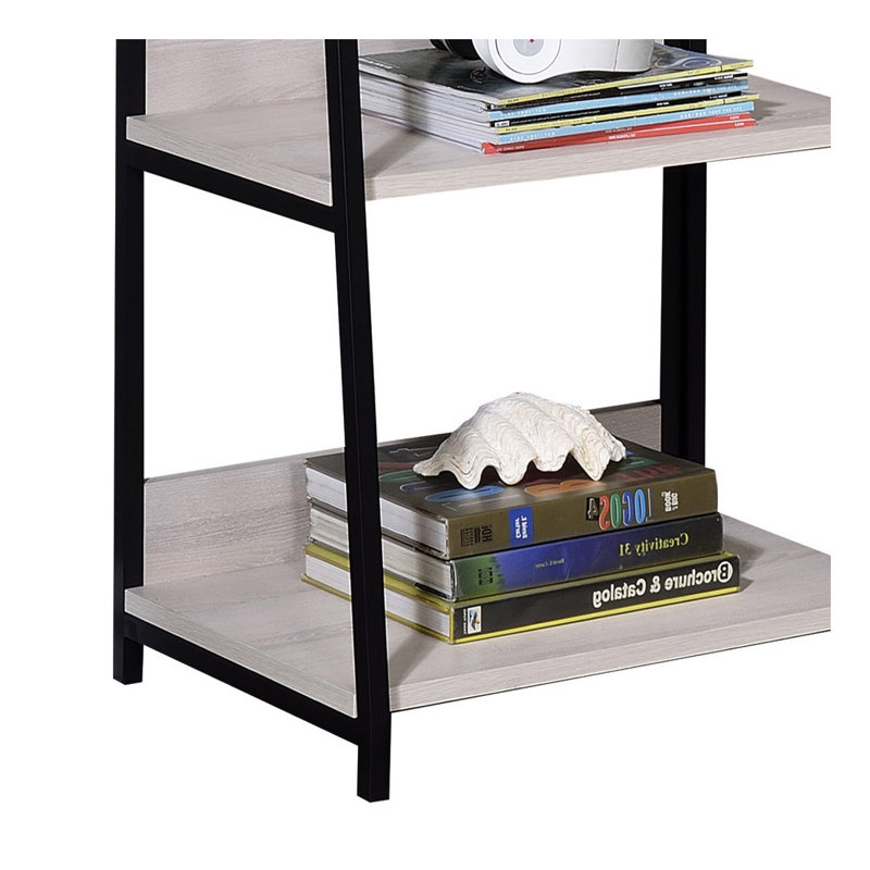 Bibliothèque échelle naturelle et noire à 5 niveaux avec tablettes réglables