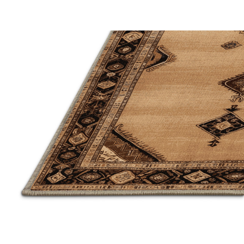 Tapis brun lavable à la machine, Carré 5 pi