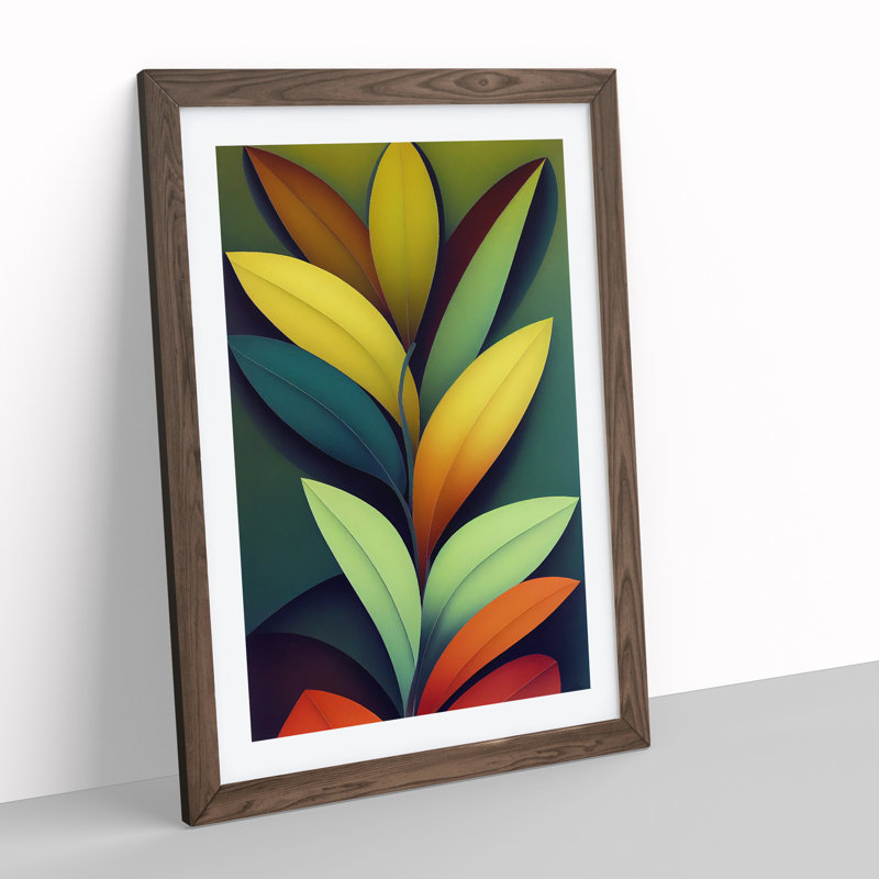 XV1022-2583X Lively Leaves - Single Picture Frame Print, Walnut, 46cm H x 34cm W x 2cm D