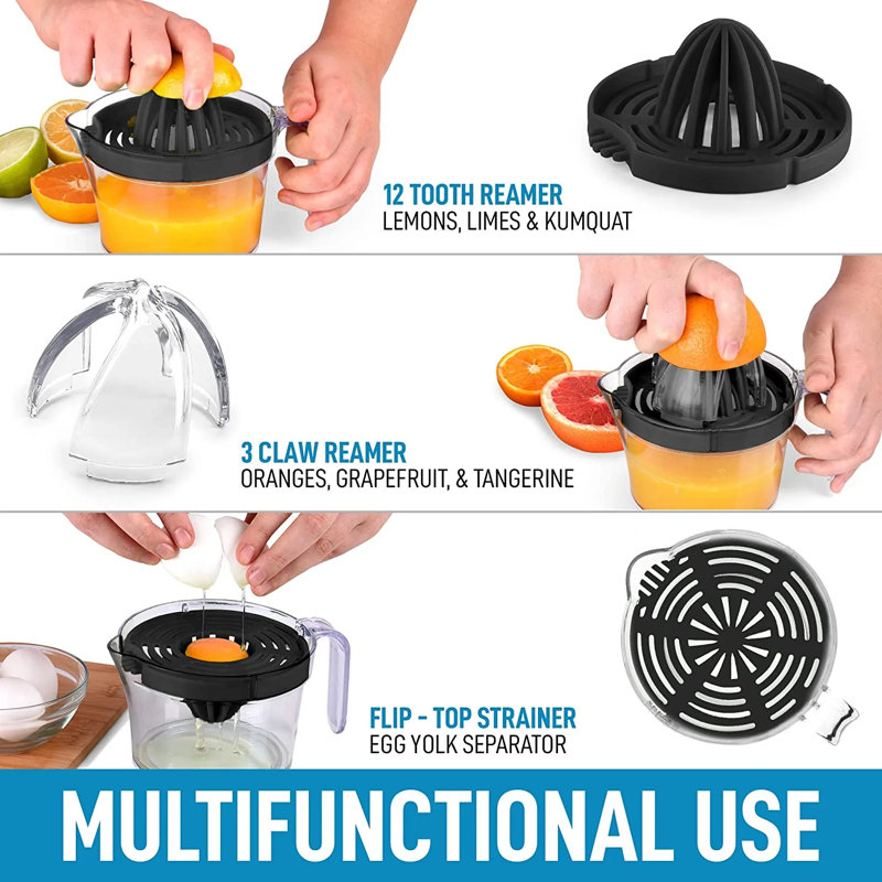 Zulay Kitchen 3-in-1 Citrus Juicer Reamer Cup 17oz Lemon Squeezer Orange Juicer Extractor