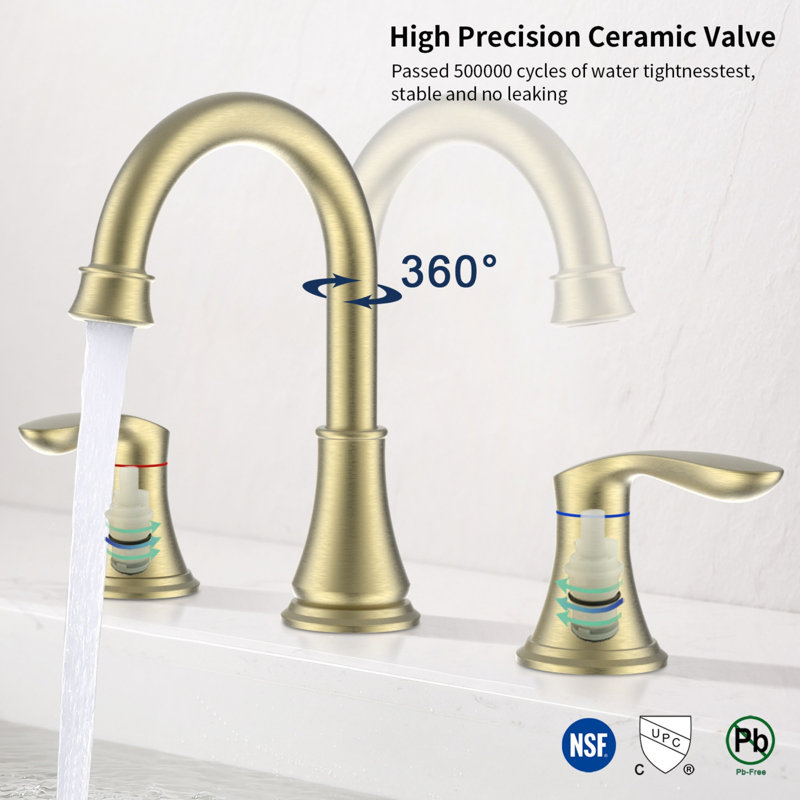 Bathroom faucet with 360 degree turn spout, Brushed Gold