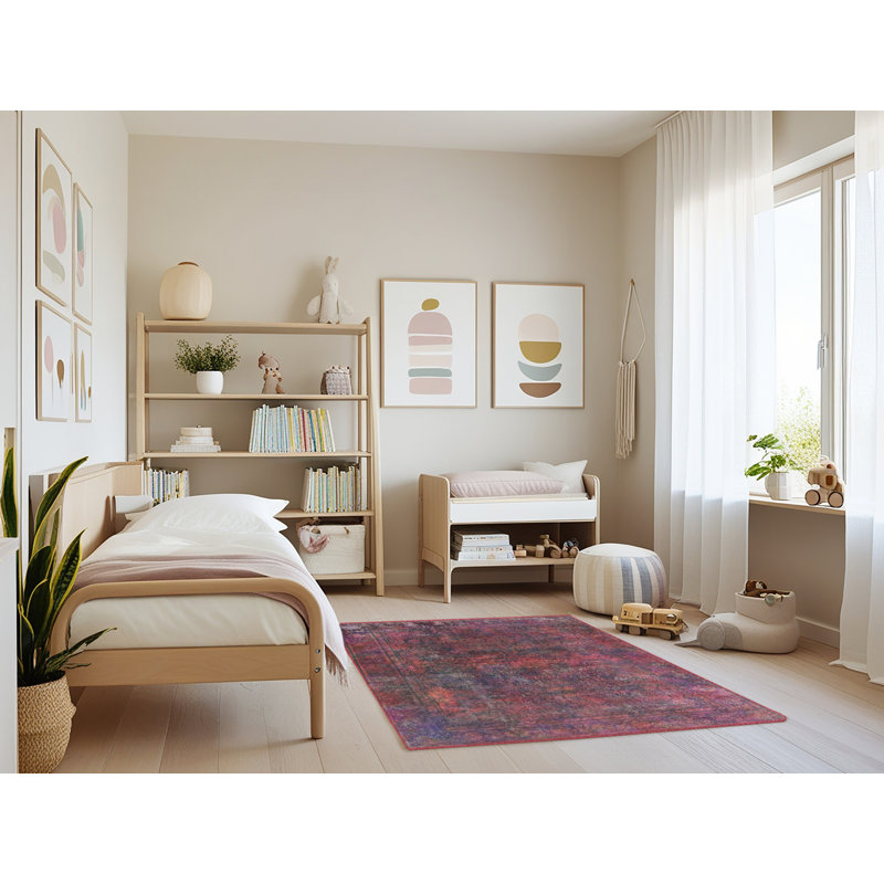 Tapis oriental rouge Roncy, Rectangle 4 pi x 6 pi