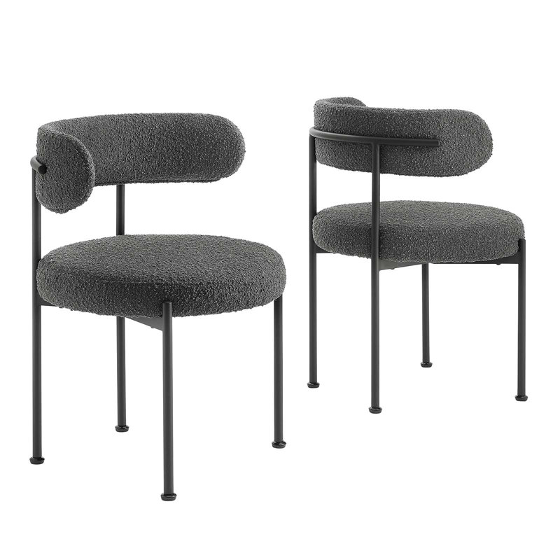 Modway Albie Fabric Dining Chairs, Charcoal, Black