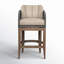 Hareton Outdoor Counter or Bar Stool in Eucalyptus Wood with Gray Rope an Olefin Cushions-93692953