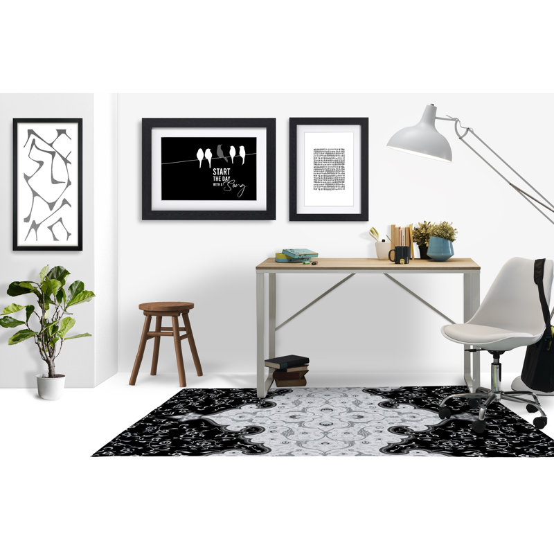 Tapis pour chaise rectangulaire à poils courts Belle, L 36 po x L 60 po, Noir