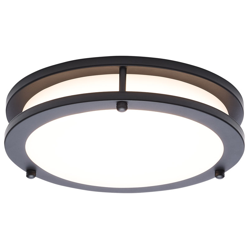  Norrine LED Flush Mount 27K/3K/35K/4K/5K CCT Selectable, Black, 2.13" H x 9.84" W x 9.84" D