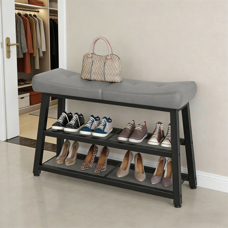 Premium Wooden Shoe Cabinet For Home, Gray/Black