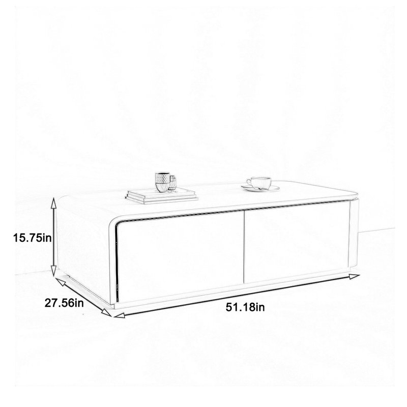 Table basse multifonctionnelle avec rangement ouvert, H 15,75 po x L 51,18 po x l 27,56 po, Gris