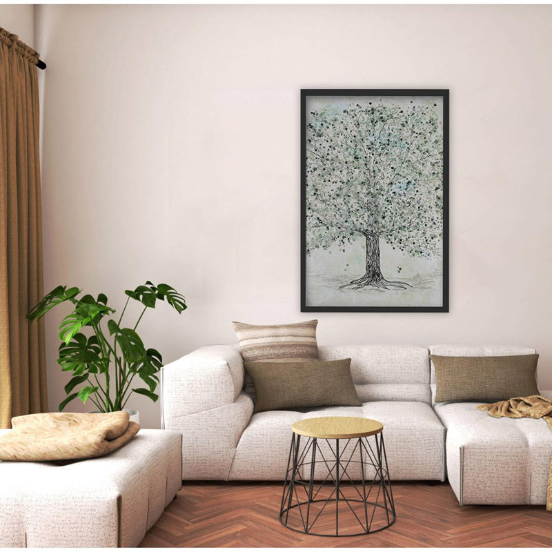 "Lush Renewal", art mural sur toile, H 40 po x l 30 po, Cadre flottant noir