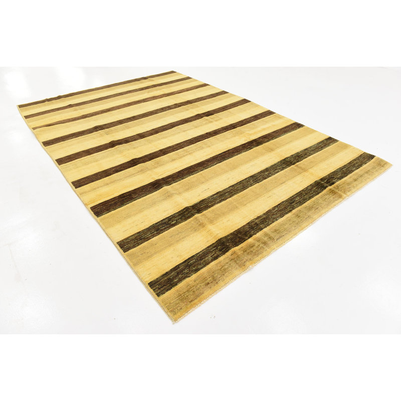 Tapis de surface en laine 6 pi 9 po x 9 pi 7 po one-of-kind noué la crème Nash