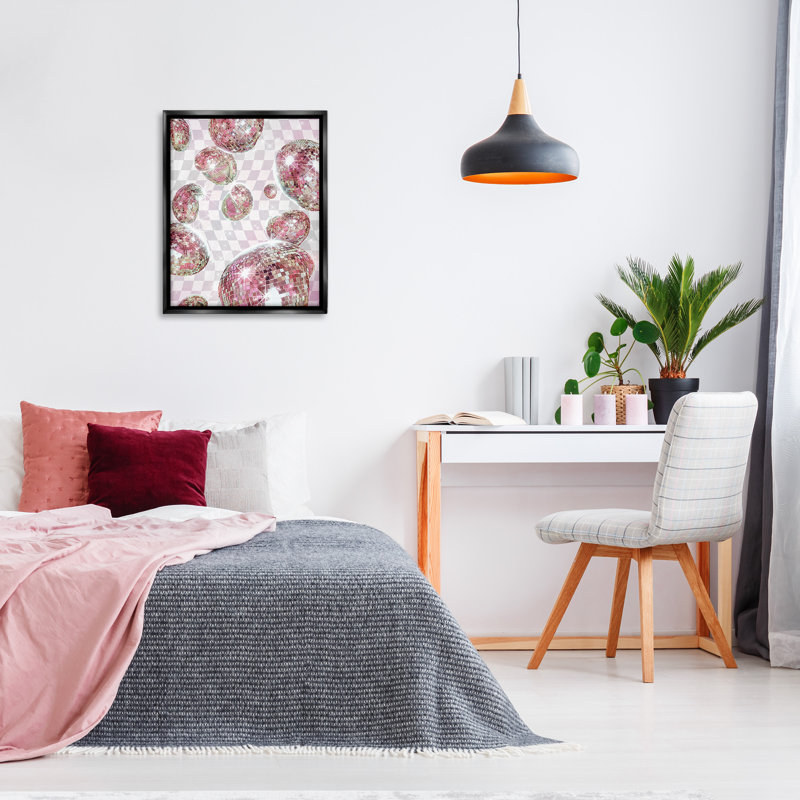 «Pastel Disco Ball Motif Floater Frame» par Ziwei Li sur toile, H 31 po x l 25 po, Cadre flottant noir de jais