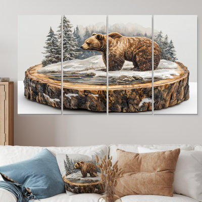 «Grizzly Bear Into The Winter Landscape III - Bear 2», art mural moderne sur toile
