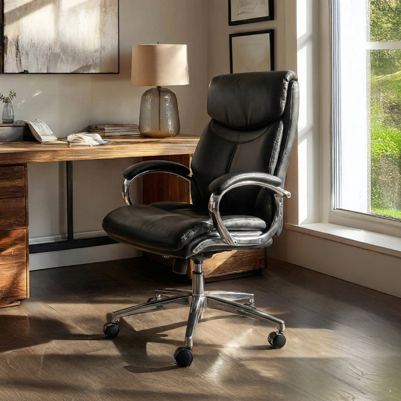 Chrome Office Chair – Smooth Recline & Rocking, Effortless Assembly, Black
