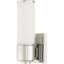 Polished Nickel Wall Sconce - 1 Light, White Glass Shade - Ideal for Bathroom Vanity.