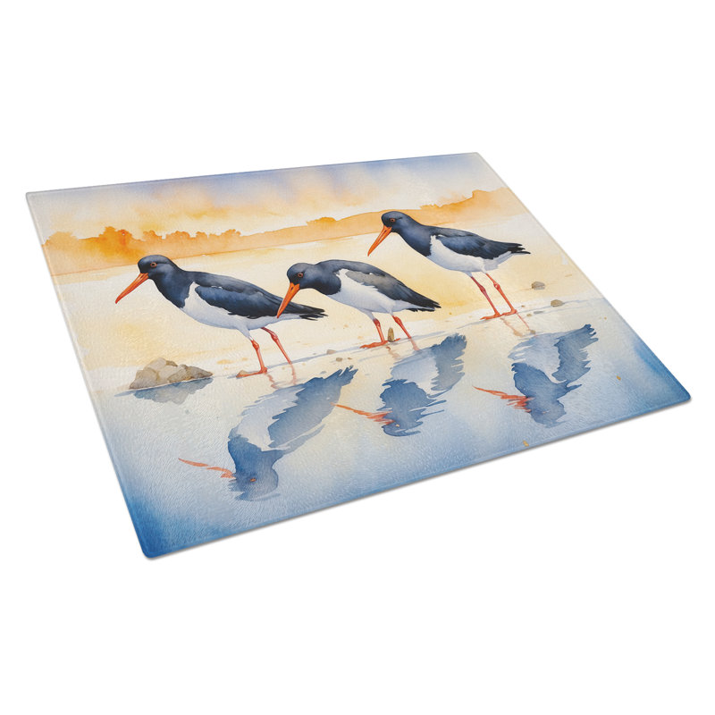 Oystercatchers Foraging Glass Cutting Board