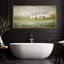 «White Cottage in Wildflower Field», toile encadrée - Paysage mural, art mural-115165232-115165234