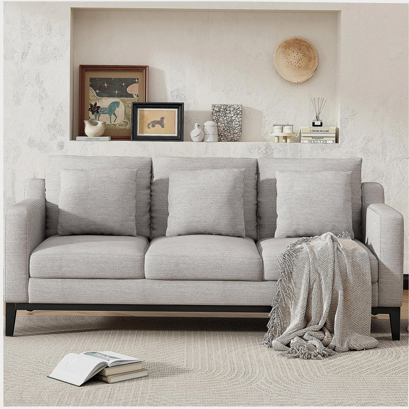 Canapé 3 places avec pieds en bois Mirod Comfy, moderne pour le salon et le bureau