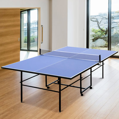 9ft Table Tennis Set, Mid-size Foldable & Portable Table Tennis Table Set For Indoor & Outdoor Games With Net, 2 Paddles, And 3 Balls