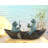 Frog Couple in Rowboat Garden Statue