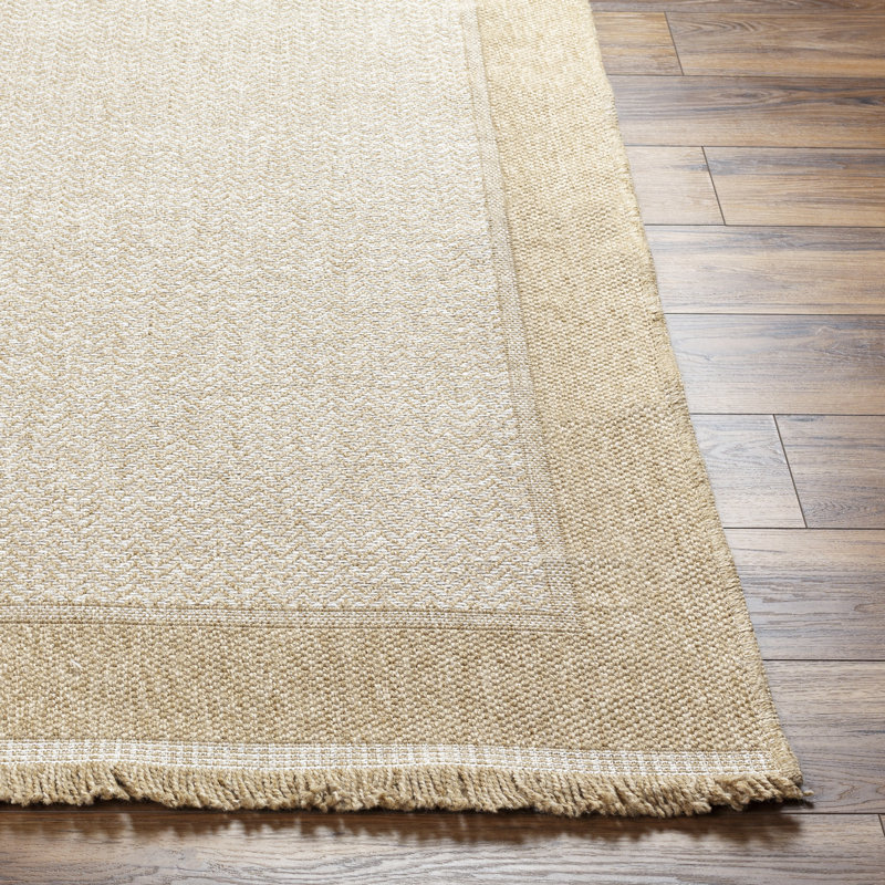 Tarri Boho Jute-Look Striped Brown Area Rug, Rectangle 508 x 699 cm