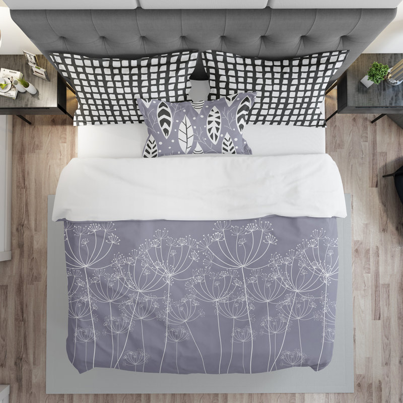 Ensemble de housse de couette Cahillane, Housse de couette pour lit simple, Lilas