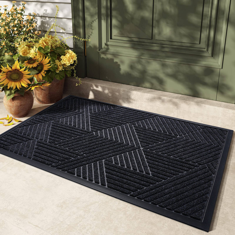 Hazeley Non-Slip Outdoor Doormat, Black, 43.2cm W x 76.2cm L