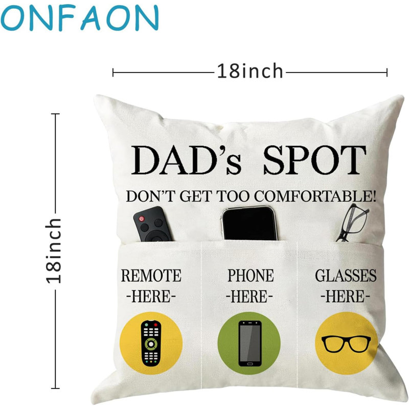 Housse de coussin pour papa Housse de coussin Coussins décoratifs Cadeaux pour Noël, Jour de l'Action de grâce, 3 poches