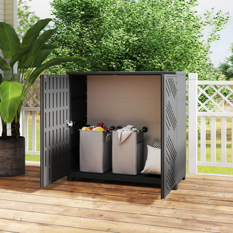Yardgrace 75 Gallons Diamond-Shaped Outdoor Storage Cabinet, Black