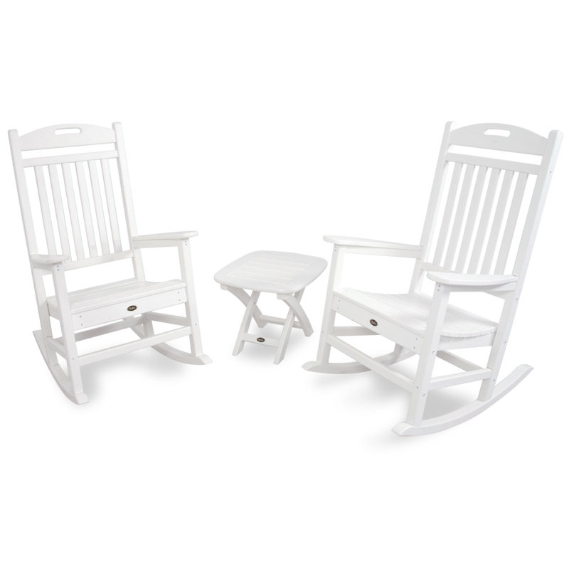 Ensemble de chaise berçante 3 pièces POLYWOOD Yacht Club, Blanc classique