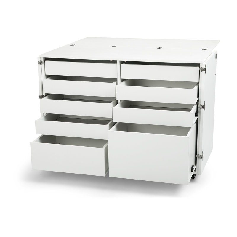 White Ash Portable Sewing and Craft Storage Cabinet with 9 Drawers