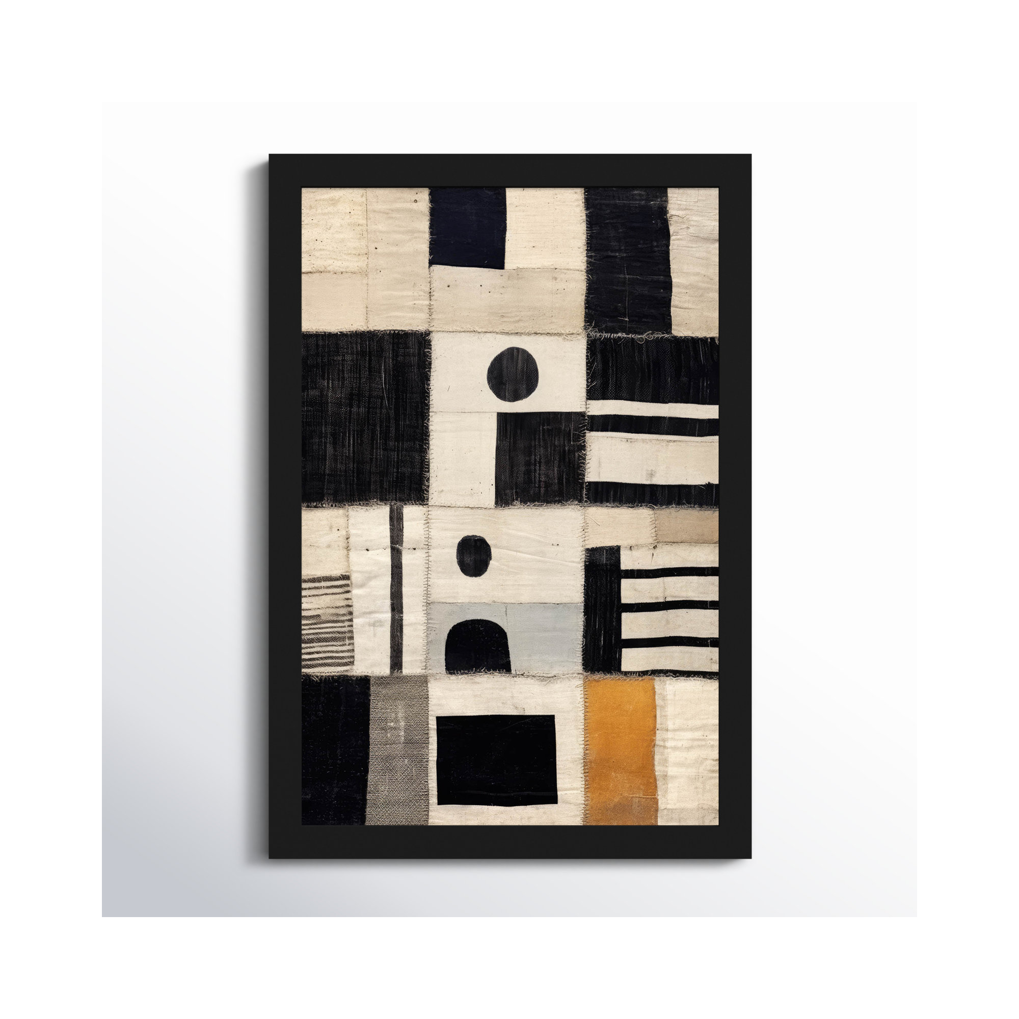 Sewn Fabric by Treechild  Wood Framed Wall Art Print, 17" H x 12" W, Black