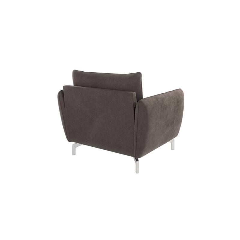 Modern Armchair  with Silver Metal Legs, Brown - Khaki