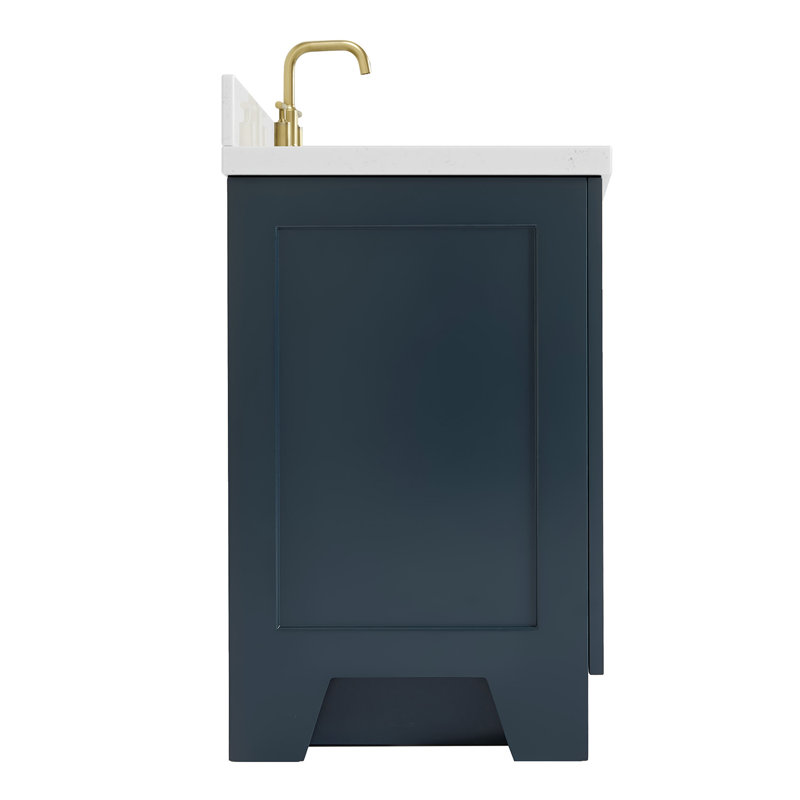 31 IN.  Single Bathroom Vanity, Midnight Blue, Rectangle, Carrara Quartz