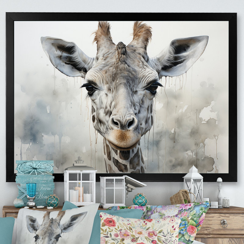 Kristyanne Giraffe Graceful Necks - imprimé, H 16 po x l 32 po x P 1 po, Cadre simple noir