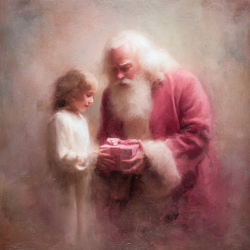 Santa Gift Moment Canvas, 40" H x 40" W