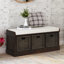 Fluker Rustic Storage Bench with 3 Drawers and 3 Rattan Baskets, Shoe Bench for Living Room, Entryway-1237166767