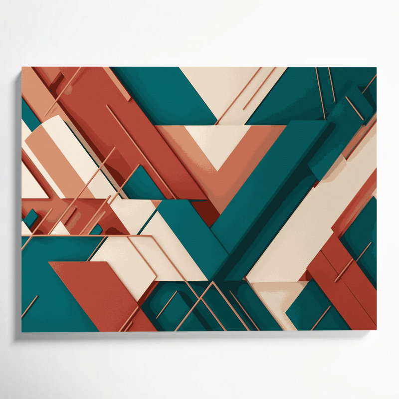 Geometric Abstraction 92 Green Canvas Wall Art, 16" H x 20" W