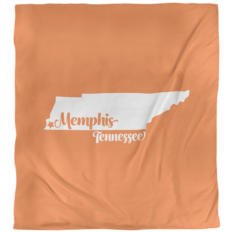 Housse de couette réversible simple Memphis Tennessee, Microfibre, Housse de couette pour grand lit, Orange