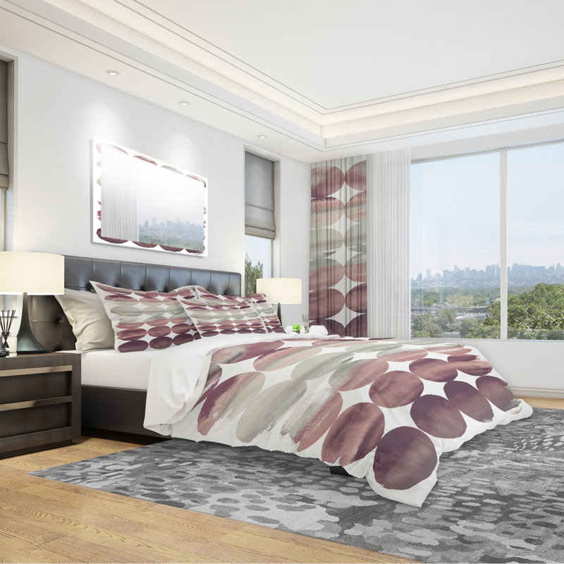 Polyester Weave / Muslin Geometric Shapes Duvet Cover, King Duvet Cover + 2 Shams